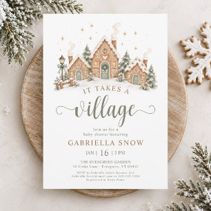 It Takes A Village Neutral Baby Shower Invitation