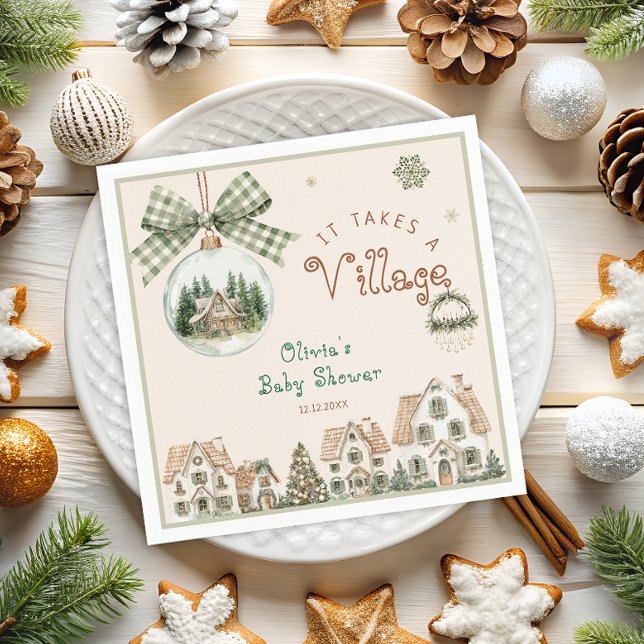 It Takes a Village Neutral Baby Shower Napkin (Creator Uploaded)
