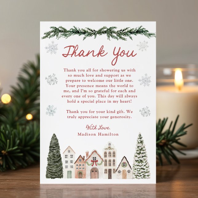 It Takes a Village Snowflake Winter Baby Shower Thank You Card (Creator Uploaded)