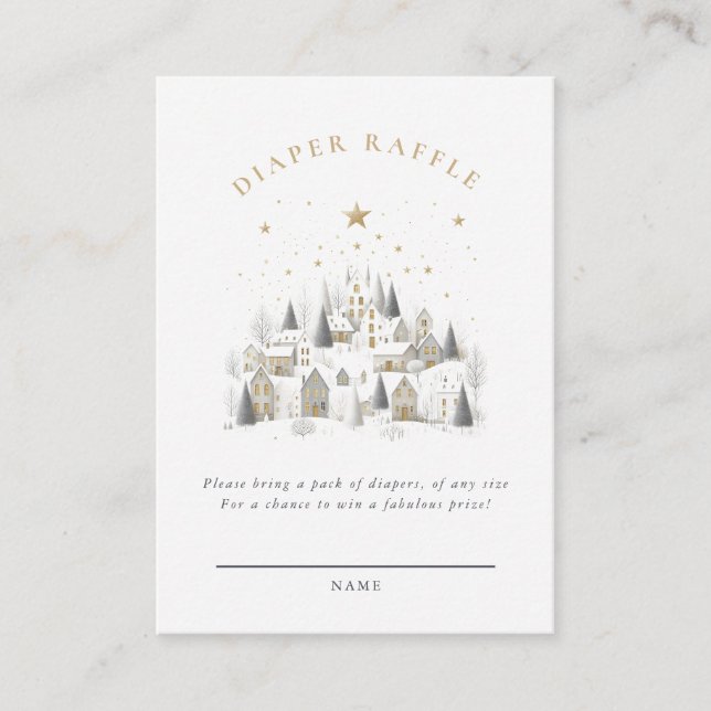 It Takes A Village Snowy Whimsical Baby Shower  Enclosure Card (Front)