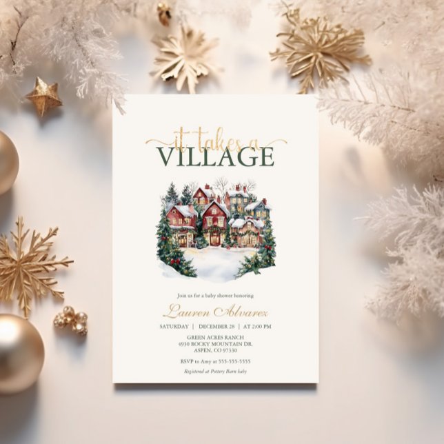 It Takes a Village Snowy Winter Baby Shower  Invitation (Creator Uploaded)
