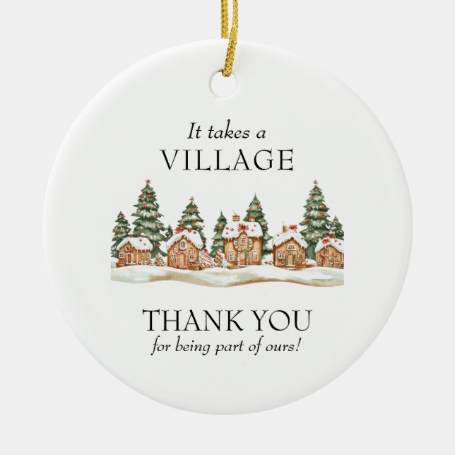 It Takes a Village Teacher Appreciation Christmas Ceramic Tree Decoration (Front)