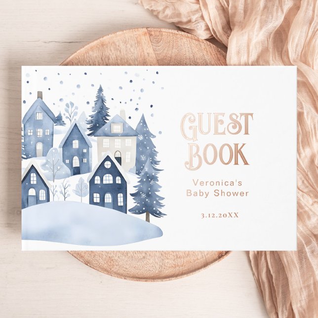 It Takes a Village Winter Baby Boy Shower Guest Book (Creator Uploaded)