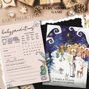 It Takes a Village Winter Baby Predictions Game Invitation
