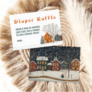 It Takes a Village Winter Baby Shower Diaper Raffl Enclosure Card
