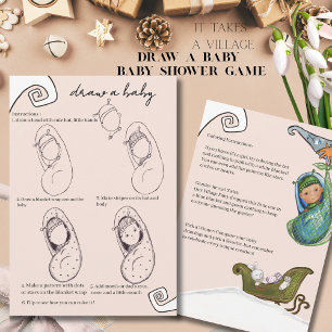 It Takes a Village Winter Baby Shower Draw a baby Invitation