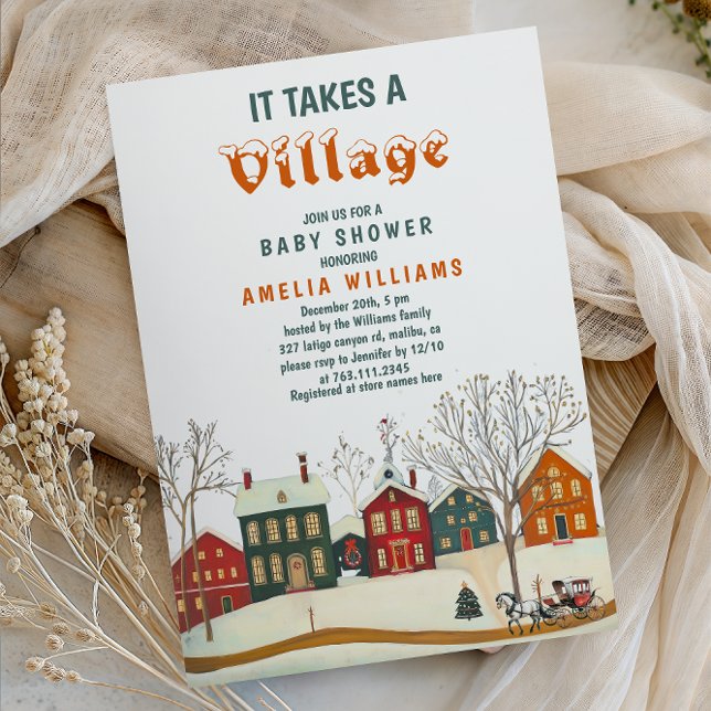 It Takes a Village Winter Baby Shower Invitation (Creator Uploaded)