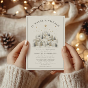 It Takes a Village Winter Baby Shower  Invitation