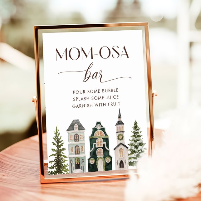 It Takes a Village Winter Baby Shower Mom-osa Bar Poster (Creator Uploaded)