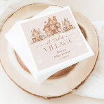It Takes a Village Winter Baby Shower Napkin<br><div class="desc">The It Takes a Village Winter Baby Shower Napkins have a cosy, cute winter theme. They show a little village scene with small houses and trees covered in snow, giving a warm, welcoming feel. The colours are soft and neutral making them perfect for any baby, boy or girl. These napkins...</div>