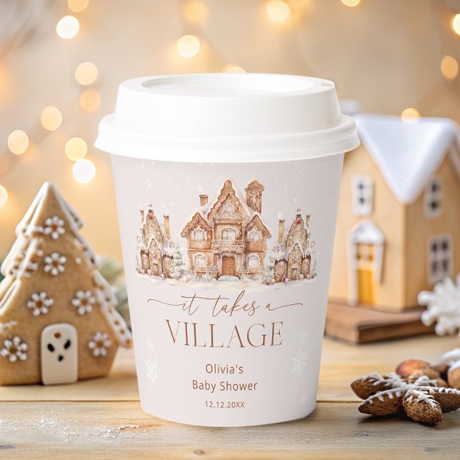 It Takes a Village Winter Baby Shower Paper Cups (Creator Uploaded)