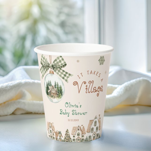 It Takes a Village Winter Baby Shower Paper Cups (Creator Uploaded)