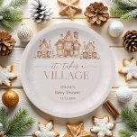 It Takes a Village Winter Baby Shower  Paper Plate<br><div class="desc">The It Takes a Village Winter Baby Shower Paper Plates have a cosy, cute winter theme. They show a little village scene with small houses and trees covered in snow, giving a warm, welcoming feel. The colours are soft and neutral making them perfect for any baby, boy or girl. These...</div>