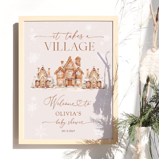 It Takes a Village Winter Baby Shower Welcome Poster (Creator Uploaded)