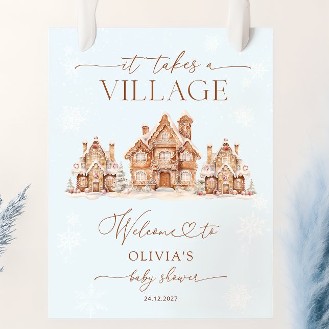 It Takes a Village Winter Baby Shower Welcome Poster (Creator Uploaded)