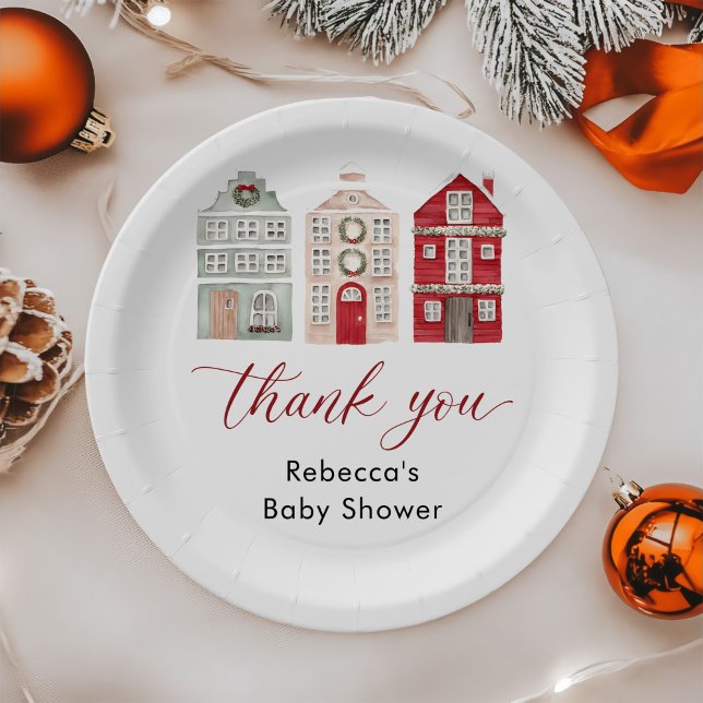 It Takes a Village Winter Christmas Baby Shower Paper Plate (Creator Uploaded)
