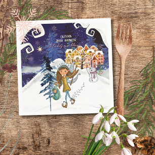 It Takes a Village Winter Fairy Girl Baby Shower Napkin
