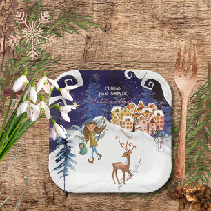 It Takes a Village Winter Fairy Girl Baby Shower  Paper Plate
