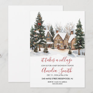 It Takes A Village Winter Gender Baby Shower Invitation