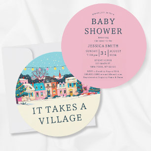 It Takes A Village Winter Girl Baby Shower Invitation