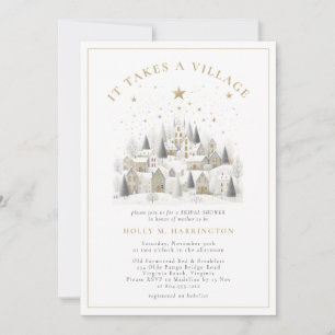 It Takes a Village Winter Photo Baby Shower  Invitation