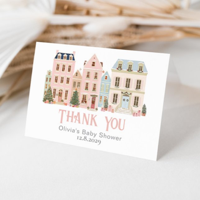 It Takes a Village Winter Snow Baby Shower Thank You Card (Creator Uploaded)
