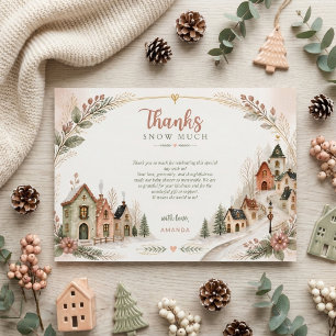 It takes a Village Winter Vintage Baby Shower  Thank You Card