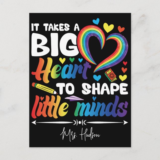 It Takes Big Heart | Custom Teacher Appreciation Postcard (Front)