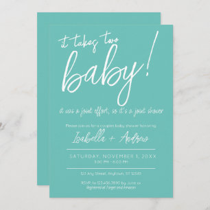 It Takes Two Joint Effort Joint Co-ed Baby Shower Invitation
