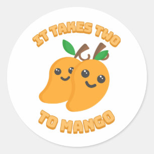 It takes two to mango! Cute mango cartoon Classic Round Sticker