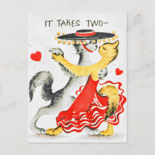 It Takes Two to Tango Cats Dancing Valentine Postcard