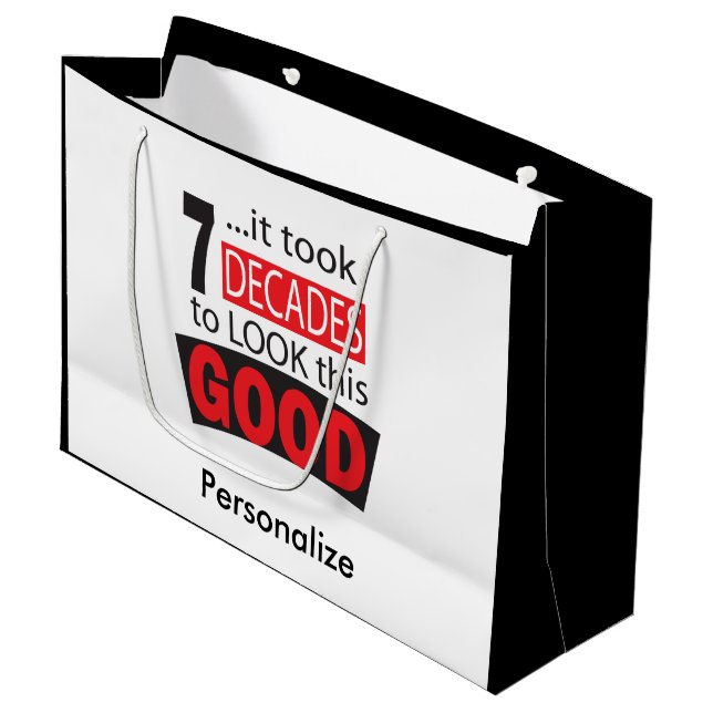 It Took 7 Decades to Look this GOOD -70th Birthday Large Gift Bag (Front Angled)
