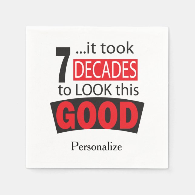 It Took 7 Decades to Look this Good| 70th Birthday Napkin (Front)