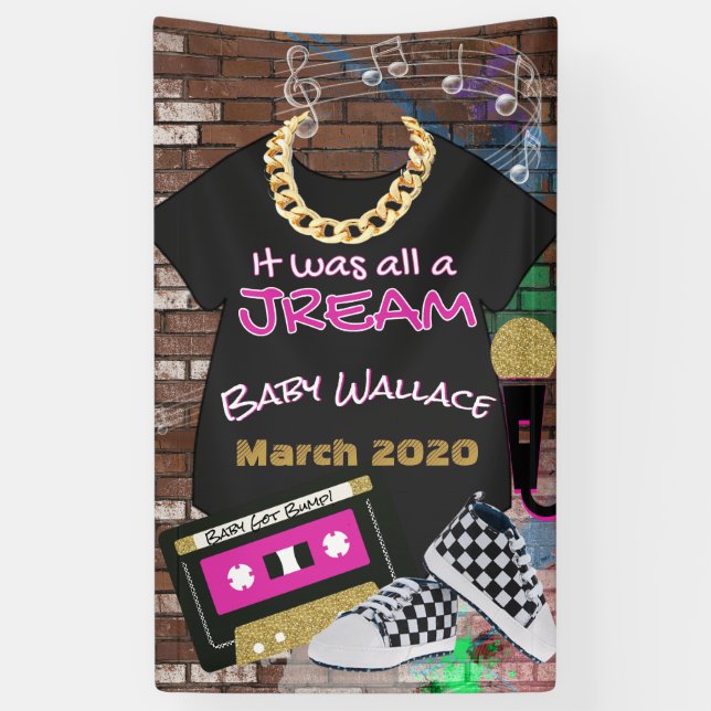 It was all a Jream| 90's Hip Hop Blue & Gold Banner (Vertical)