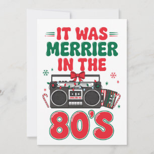 It Was Merrier In The 80's Christmas Retro Xmas Invitation