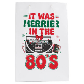 It Was Merrier In The 80's Christmas Retro Xmas Medium Gift Bag