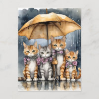 It was raining outside, so the mother cat called h