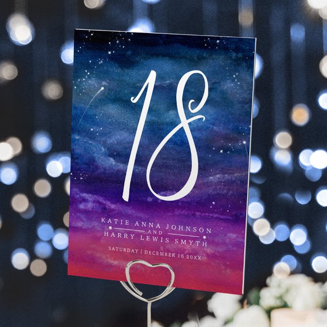 It was written in the stars blue dusk art wedding table number (Creator Uploaded)