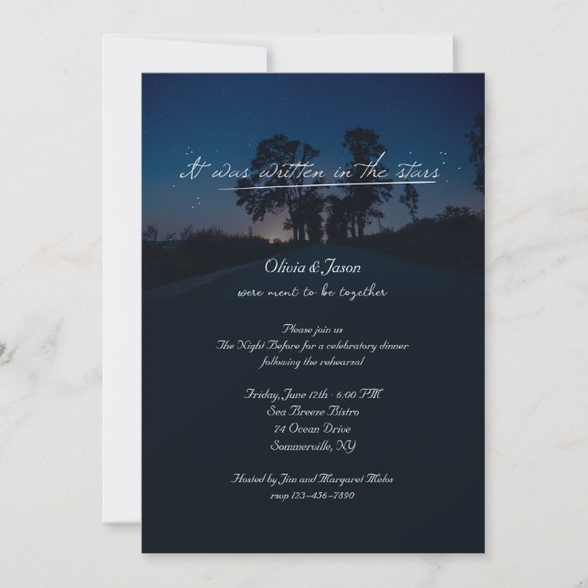 It Was Written In The Stars Rehearsal Dinner Invitation (Front)