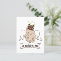 It Wasn't Me angel pug funny quote  