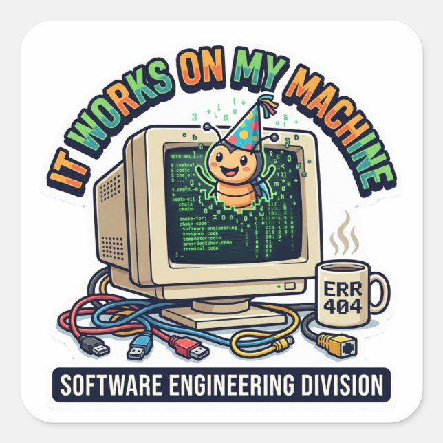 It Works On My Machine - Software Engineer Program Square Sticker (Front)