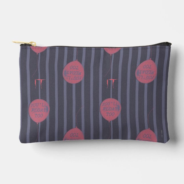 IT - You'll Float Too Balloon Striped Pattern Accessory Pouch (Front)