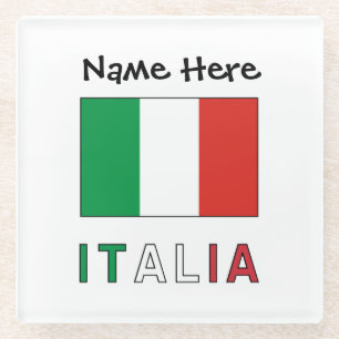 Italia Bandeira Italiana Personalised  Glass Coaster