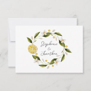 Italia Blue Watercolor Lemon RSVP Card