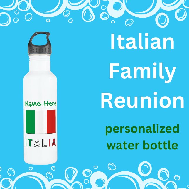 Italia e Bandiera Italiana con il Tuo Nome 710 Ml Water Bottle (Creator Uploaded)