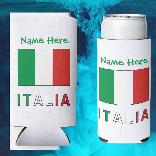 Italia e Bandiera Italiana con il Tuo Nome Seltzer Can Cooler (Creator Uploaded)