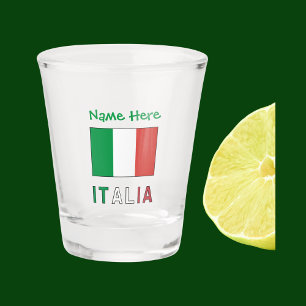 Italia e Bandiera Italiana con il Tuo Nome Shot Glass