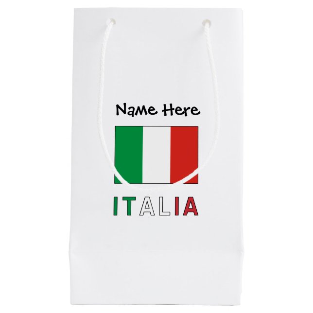 Italia e Bandiera Italiana con il Tuo Nome Small Gift Bag (Front)