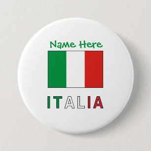 Italia e Bandiera Italiana Green Personalisation  7.5 Cm Round Badge