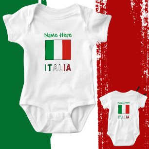 Italia e Bandiera Italiana Green Personalisation Baby Bodysuit